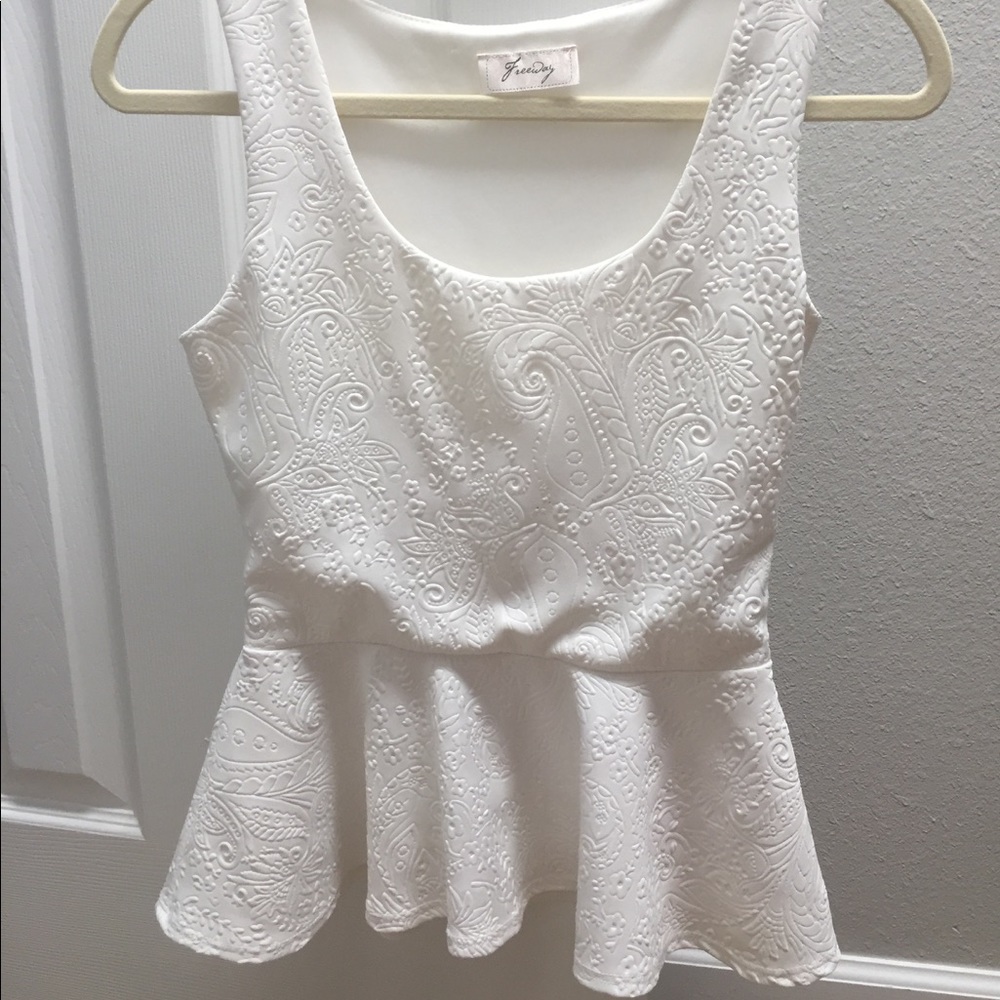 White Peplum Top